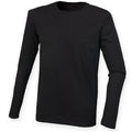 Black - Front - Skinnifit Mens Feel Good Long Sleeved Stretch T-Shirt