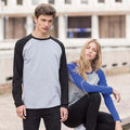 Heather Grey - Black - Side - Skinnifit Mens Raglan Long Sleeve Baseball T-Shirt