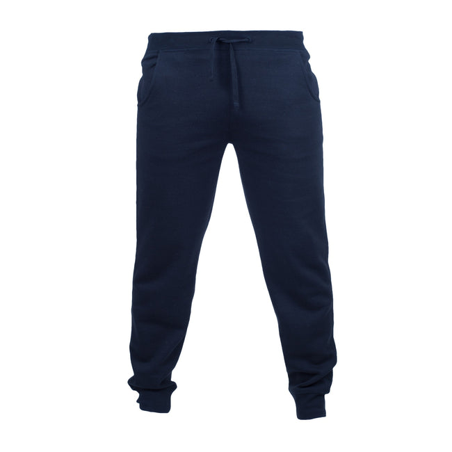 Navy - Front - Skinnifit Mens Slim Cuffed Jogging Bottoms-Trousers