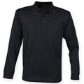 Black - Front - Henbury Mens Coolplus Moisture Wicking Long Sleeve Polo Shirt