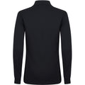 Black - Back - Henbury Mens Coolplus Moisture Wicking Long Sleeve Polo Shirt