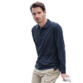 Navy - Back - Henbury Mens Coolplus Moisture Wicking Long Sleeve Polo Shirt