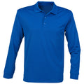 Royal - Front - Henbury Mens Coolplus Moisture Wicking Long Sleeve Polo Shirt