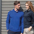 Royal - Side - Henbury Mens Coolplus Moisture Wicking Long Sleeve Polo Shirt