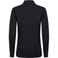 Black - Back - Henbury Mens Coolplus Moisture Wicking Long Sleeve Polo Shirt