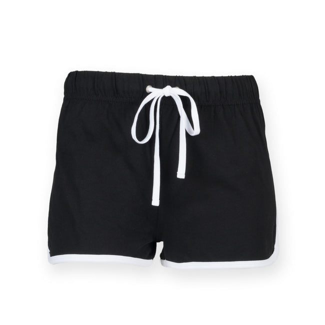 Black - White - Front - Skinni Minni Childrens-Kids Retro Sports Shorts