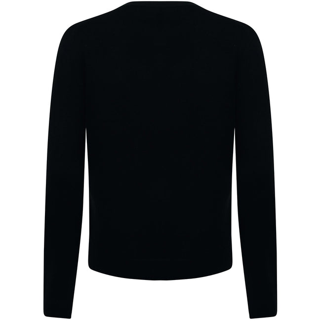 Black - Back - Henbury Womens-Ladies V-Neck Button Up Cardigan