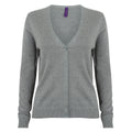 Black - Pack Shot - Henbury Womens-Ladies V-Neck Button Up Cardigan