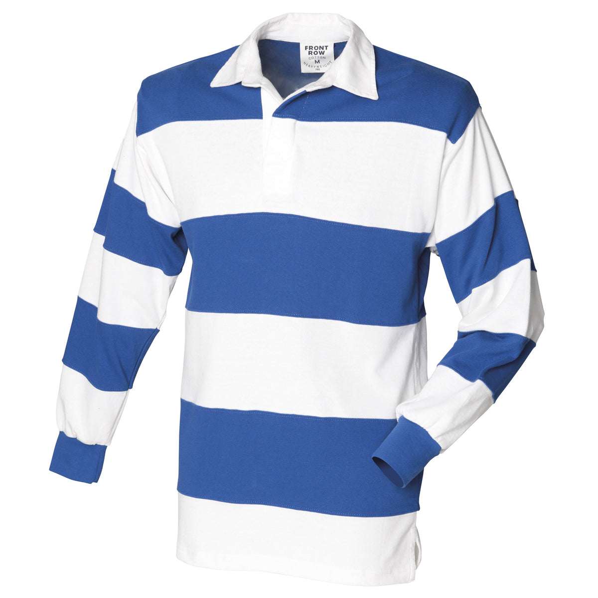 Front Row Long Sleeve Classic Rugby Polo Shirt / XXL / Surf Blue/White