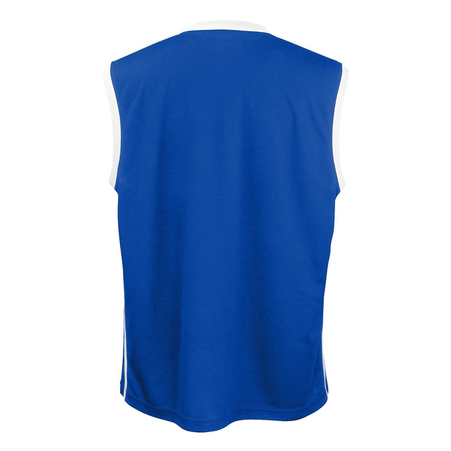 Royal - White - Back - Spiro Mens Basketball Quick Dry Sleeveless Top