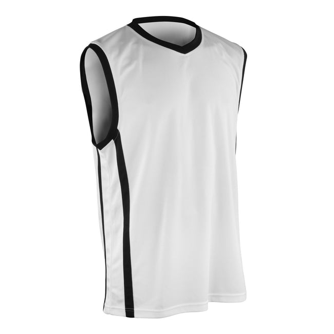 White - Black - Front - Spiro Mens Basketball Quick Dry Sleeveless Top