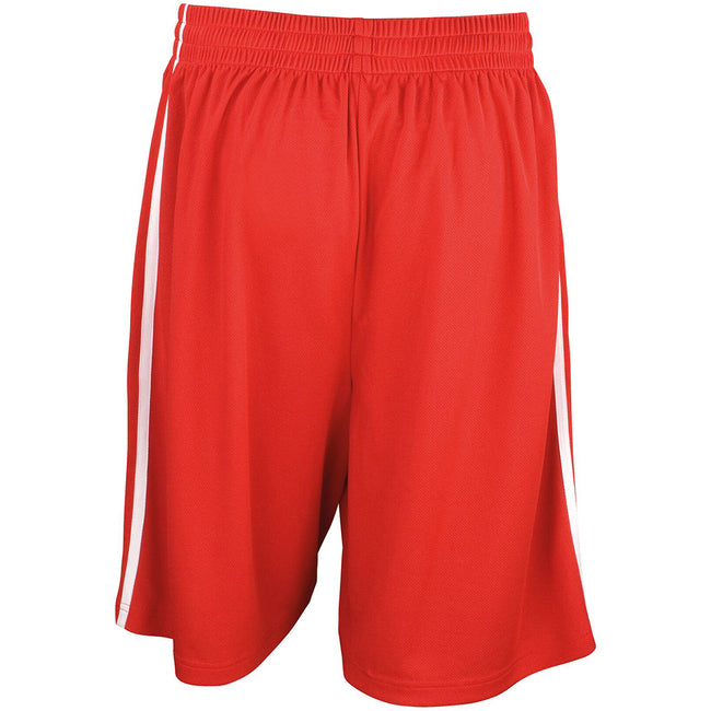 Red-White - Back - Spiro Mens Quick Dry Basketball Shorts