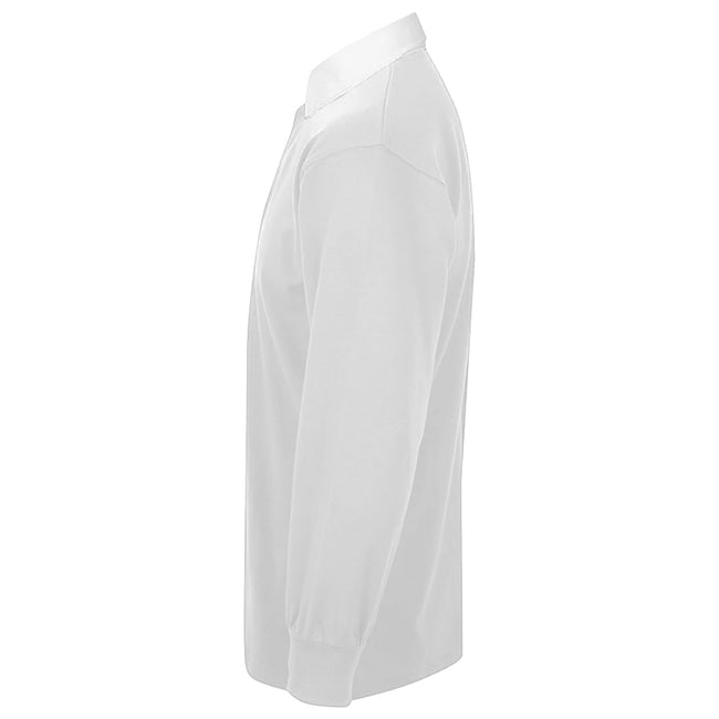 White-White - Side - Front Row Long Sleeve Classic Rugby Polo Shirt