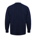 Navy-White - Side - Front Row Long Sleeve Classic Rugby Polo Shirt