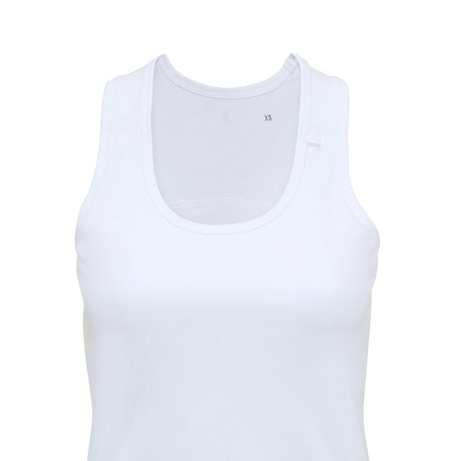 White - Back - Tri Dri Womens-Ladies Panelled Fitness Sleeveless Vest