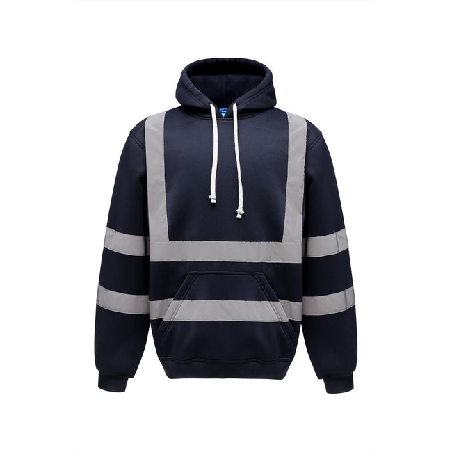 Navy - Front - Yoko Mens High Visibility Pull-Over Hoodie