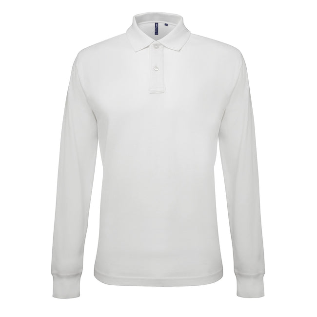 White - Front - Asquith & Fox Mens Classic Fit Long Sleeved Polo Shirt