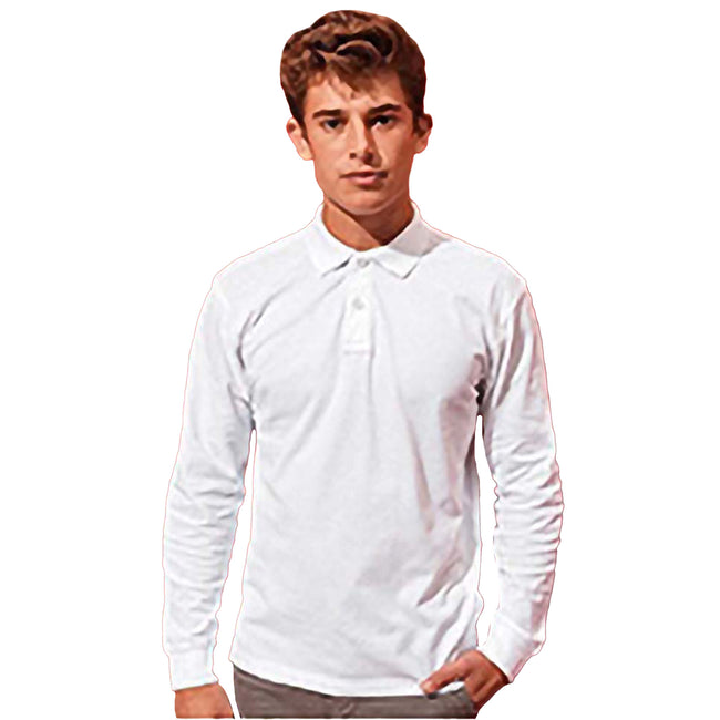 White - Back - Asquith & Fox Mens Classic Fit Long Sleeved Polo Shirt
