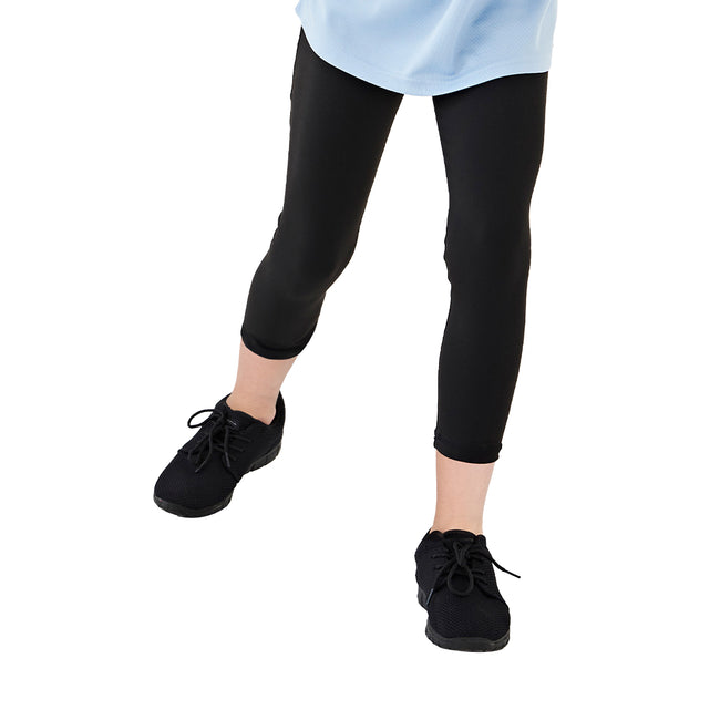 Jet Black - Side - AWDis Just Cool Childrens-Girls Cool Capri Sports Trousers