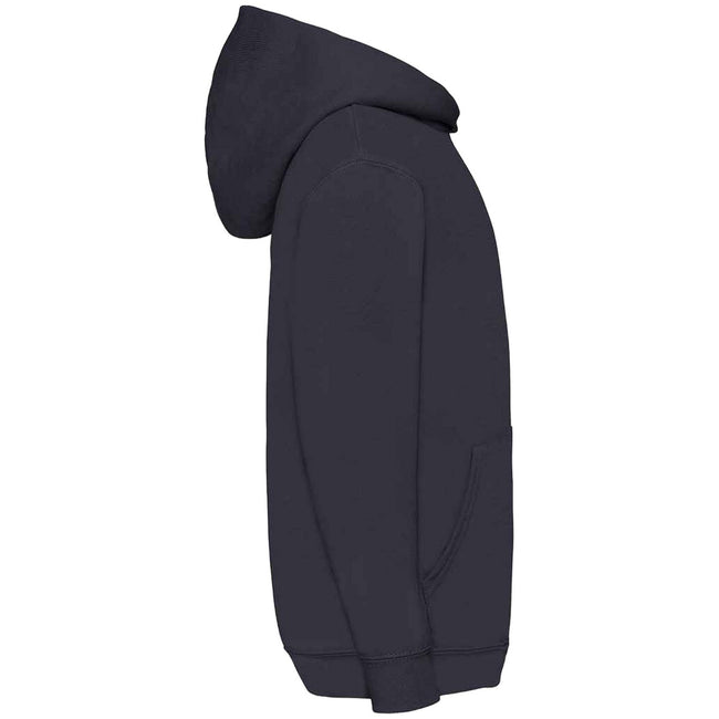 Deep Navy - Side - Fruit Of The Loom Kids Unisex Classic 80-20 Hoodie