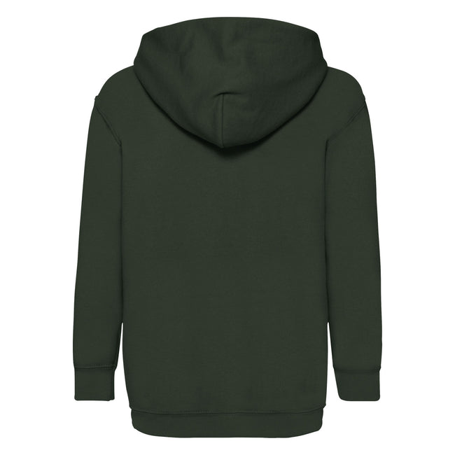 Bottle Green - Back - Fruit Of The Loom Older Kids Unisex Classic 80-20 Hoodie