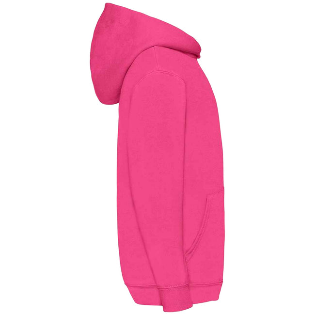 Fuchsia - Side - Fruit Of The Loom Older Kids Unisex Classic 80-20 Hoodie