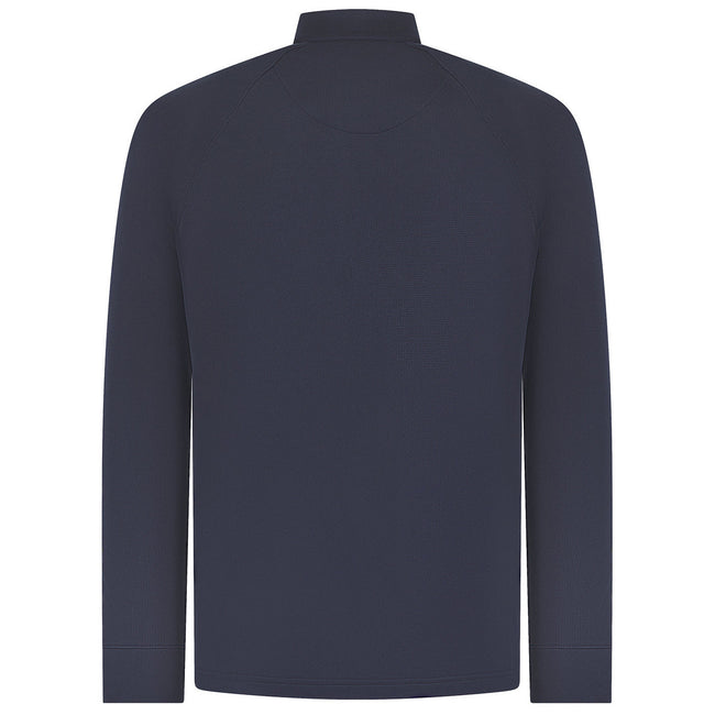 Navy - Back - Henbury Mens Quarter Zip Long Sleeve Top