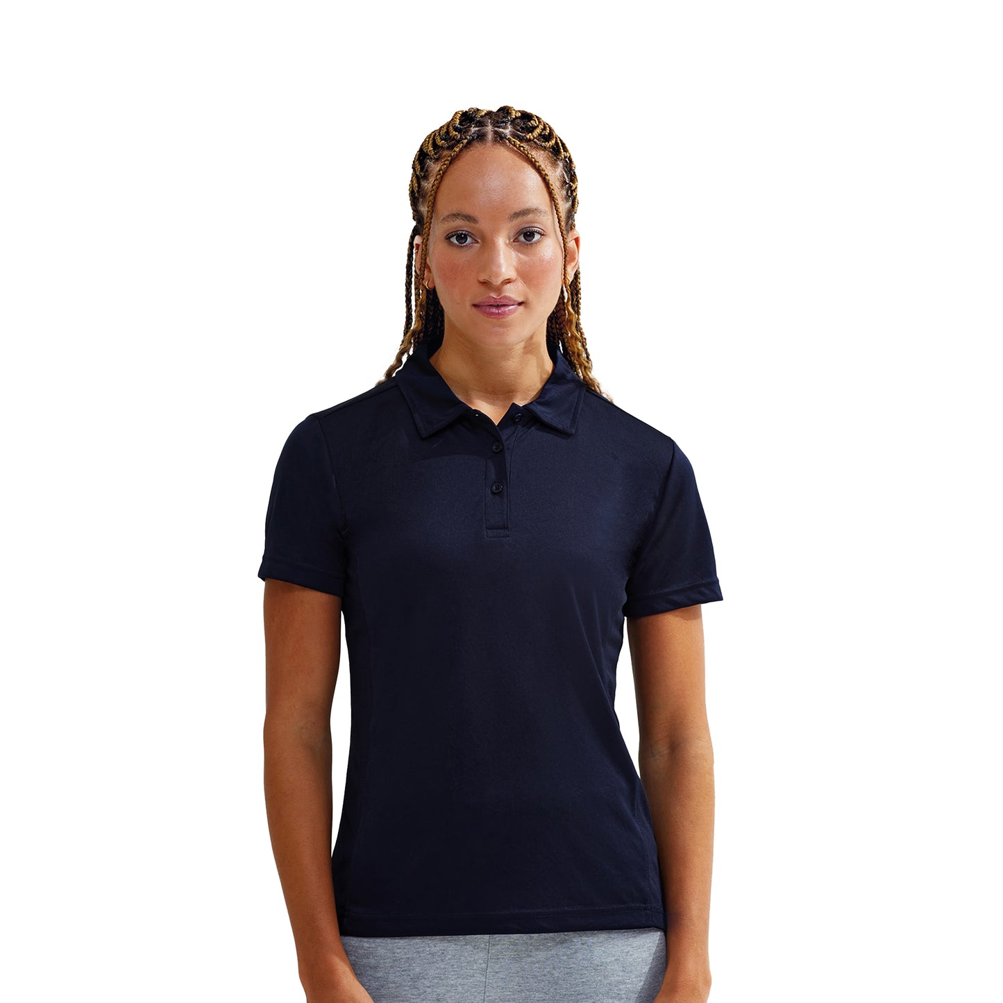 French Navy - Side - Tri Dri Womens-Ladies Panelled Short Sleeve Polo Shirt