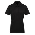 Black - Front - Tri Dri Womens-Ladies Panelled Short Sleeve Polo Shirt
