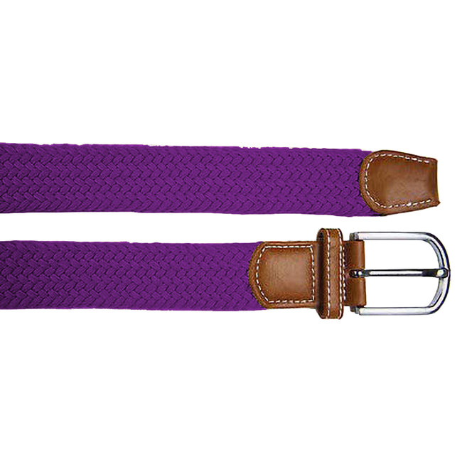 Purple - Back - Asquith & Fox Mens Woven Braid Stretch Belt