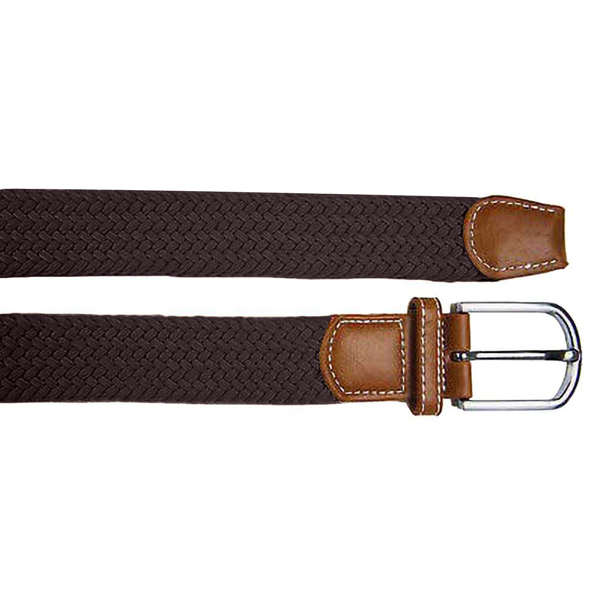 Brown - Back - Asquith & Fox Mens Woven Braid Stretch Belt