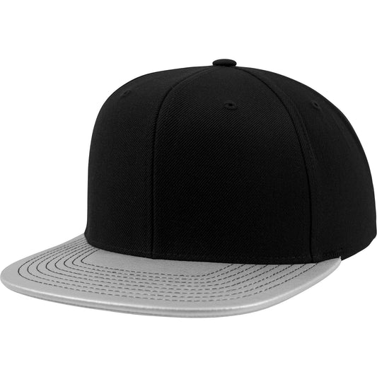Silver - Front - Flexfit Metallic Visor Snapback Cap