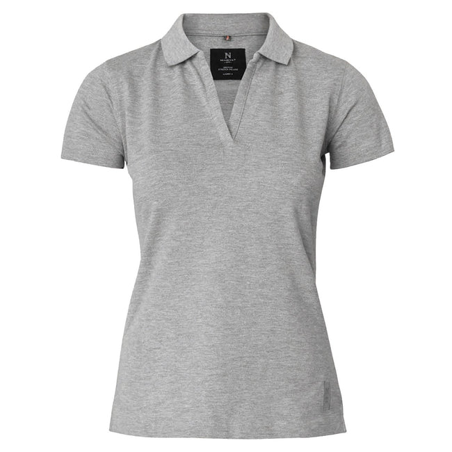 Grey Melange - Front - Nimbus Womens-Ladies Harvard Stretch Deluxe Polo Shirt