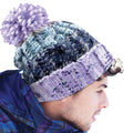 Lavender Fizz - Back - Beechfield Unisex Adults Corkscrew Knitted Pom Pom Beanie Hat