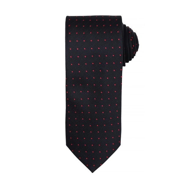 Black- Red - Front - Premier Mens Micro Dot Pattern Formal Work Tie