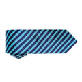 Turquoise- Navy - Back - Premier Mens Double Stripe Pattern Formal Business Tie