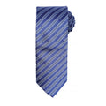 Navy-Blue - Front - Premier Mens Double Stripe Pattern Formal Business Tie