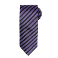 Rich Violet-Black - Front - Premier Mens Double Stripe Pattern Formal Business Tie