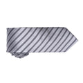 Silver-Dark Grey - Back - Premier Mens Double Stripe Pattern Formal Business Tie
