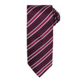 Burgundy- Aubergine - Front - Premier Mens Waffle Stripe Formal Business Tie