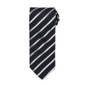 Black- Silver - Front - Premier Mens Sports Stripe Pattern Formal Work Tie