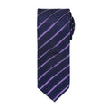 Navy- Purple - Front - Premier Mens Sports Stripe Pattern Formal Work Tie