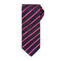 Navy- Red - Front - Premier Mens Sports Stripe Pattern Formal Work Tie