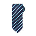 Navy- Turquoise - Front - Premier Mens Sports Stripe Pattern Formal Work Tie