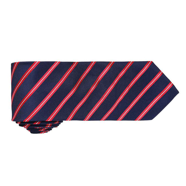 Navy- Red - Back - Premier Mens Sports Stripe Pattern Formal Work Tie