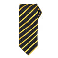 Black- Gold - Front - Premier Mens Sports Stripe Pattern Formal Work Tie