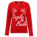 Red - Front - Christmas Shop Womens-Ladies 3D Jingle My Bells Fluffy Knitted Jumper