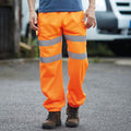 Orange - Back - Yoko Mens Hi Visibility Reflective Work Jogging Bottoms