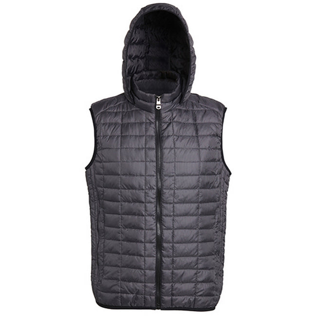 Black - Front - 2786 Mens Honeycomb Zip Up Hooded Gilet-Bodywarmer
