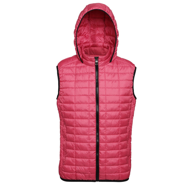 Red - Front - 2786 Mens Honeycomb Zip Up Hooded Gilet-Bodywarmer